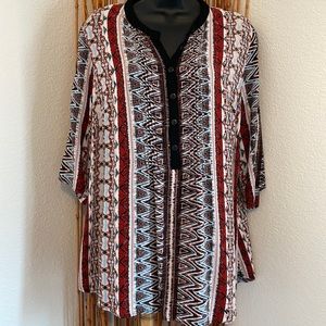 Red & Blue 2X Lightweight Blouse